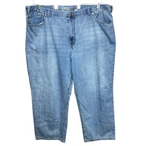 True Nation Men's 50x28 Loose Fit Light Wash Denim Whiskered Jeans Pants